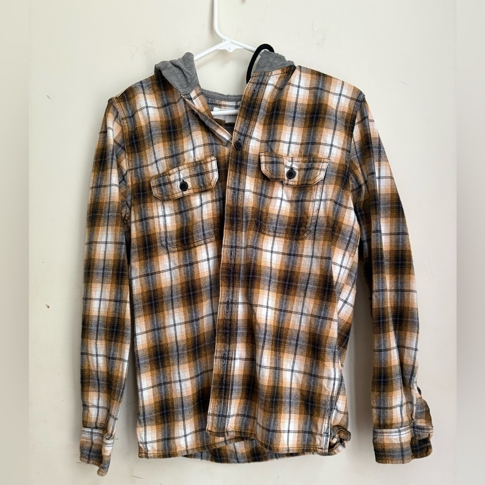 AEROPOSTALE PLAID HOODIE SIZE XS PLAID FLANNEL